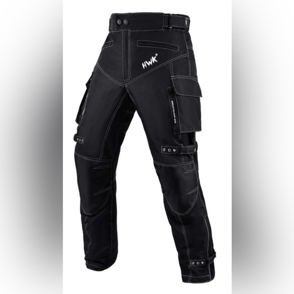 HWK Protective Cordura Motorcycle Pants, Black, Size XXL x 32” - Picture 1 of 13